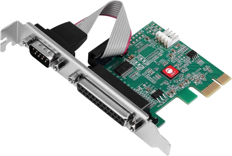SIIG Single Serial Port/RS-232 and Single Parallel Port PCIe Card Compatible with 16C550 UART (JJ-E20311-S1) - Image 1