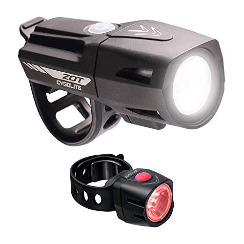 CYGOLITE Zot 250 Lumen Headlight & Dice TL 50 Lumen Tail Light USB Rechargeable Bicycle Light Combo Set, Black, red,Compact - Image 1