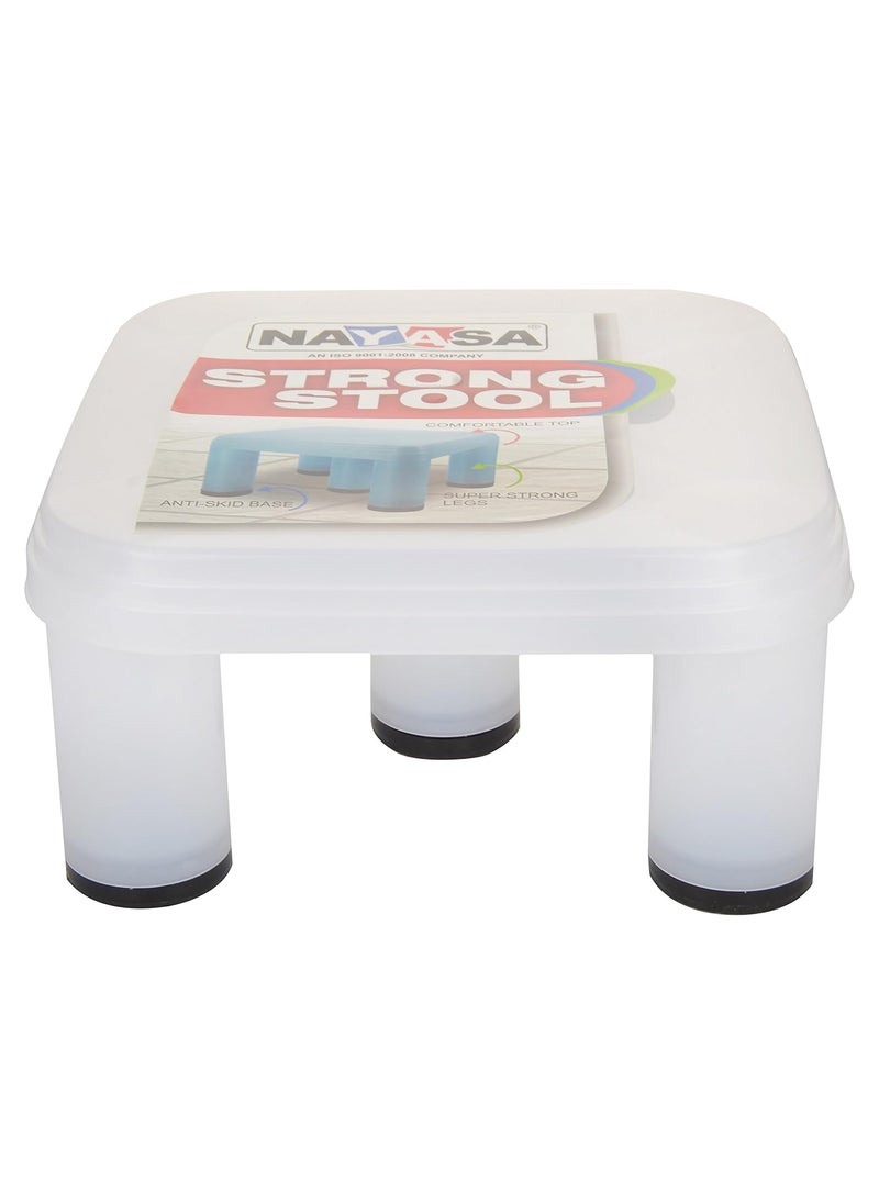 NAYASA Nayasa Plastic Strong Patla Durable Stool for Home Light Weight Stool Multipurpose Stool Stool for Kitchen and Bathroom No 516 White  - Image 1
