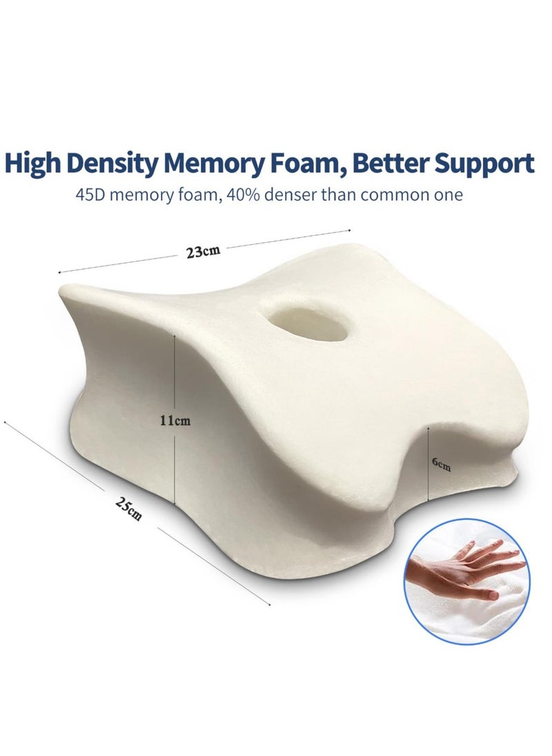 Memory Foam Knee Pillow for Side Sleepers, Ergonomic Contoured Support for Back, Hips, Knees , Pain Relief for Pregnancy, Sciatica ,Breathable Cover, Elastic Strap - Image 3