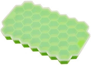 PXBQ Silicone Ice Cube Molds, Flexible 37 Ice Trays BPA Free, for Whiskey Cocktail, Stackable and Safe Ice Cube Small Cubes Fridge Bar Soft Tray (Honeycomb with LID - Pack of 1) - Image 4