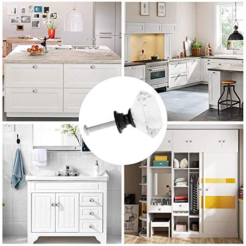 YourGift 6 Pack Drawer Knobs Diamond Shaped Crystal Glass 30mm Cabinet Knobs Pull Handles (30 mm, 6 Pack, Black) - Image 5