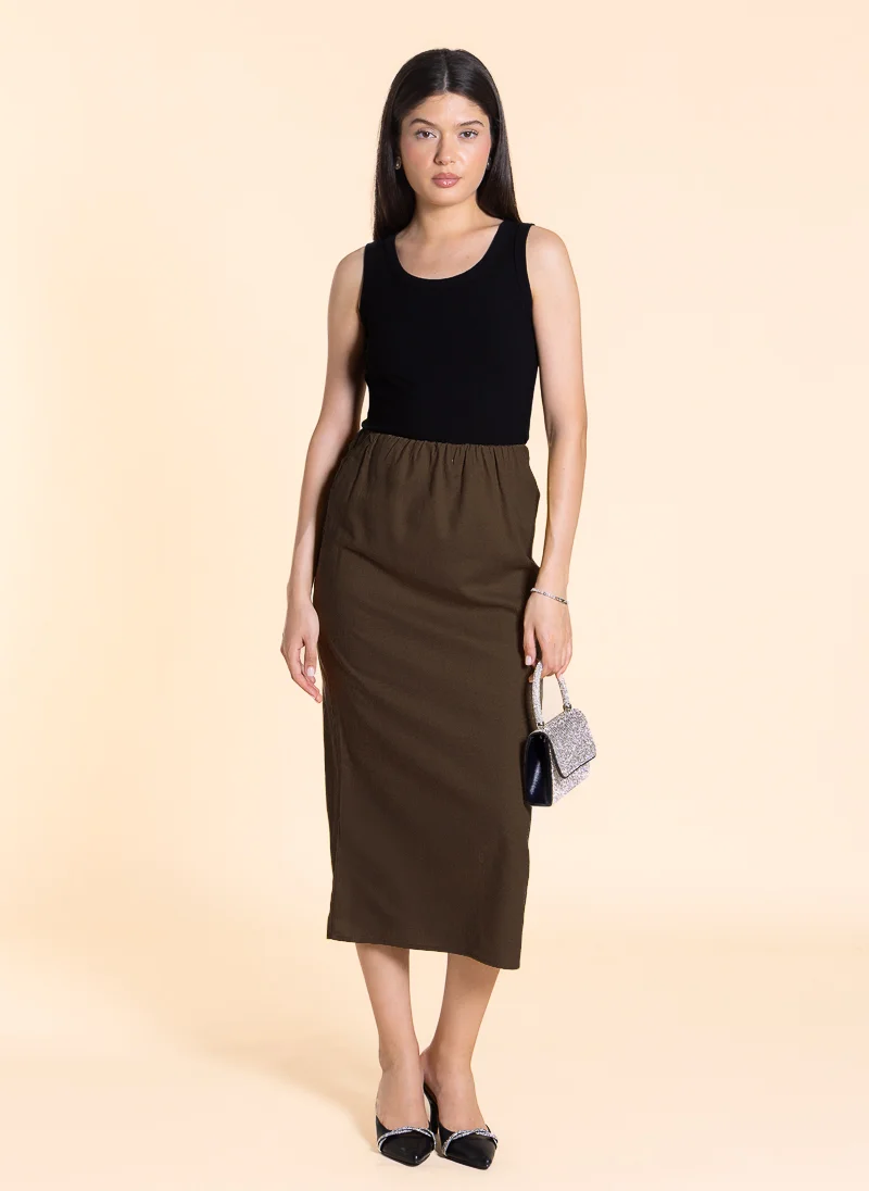 SHAPES MIDI LINEN BLEND SKIRT