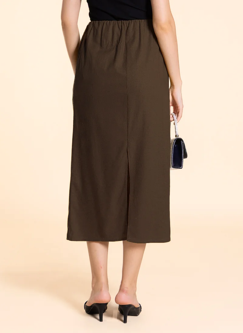 SHAPES MIDI LINEN BLEND SKIRT