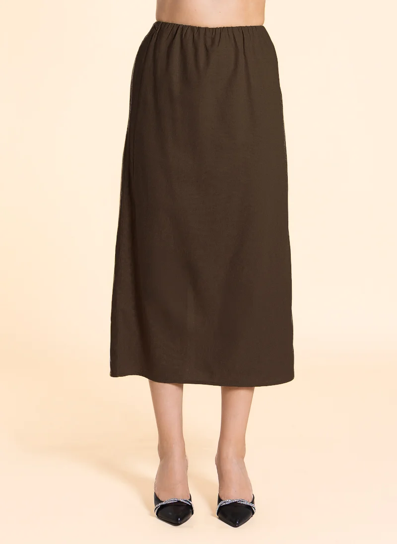 SHAPES MIDI LINEN BLEND SKIRT