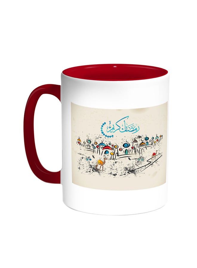 RKN Ramadan Kareem Printed Coffee Mug Red/White 11ounce - Image 1