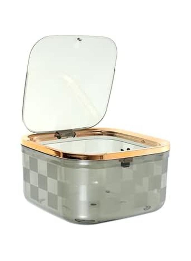 Gray Mini Desk Garbage Bin With Press Lid Small Wastebasket For Office Bedroom - Image 1