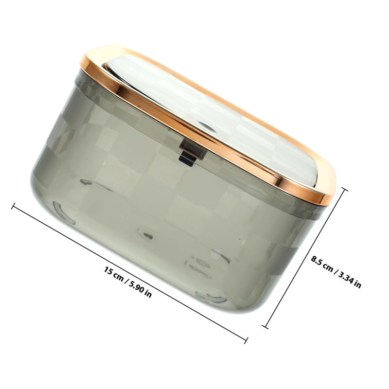 Gray Mini Desk Garbage Bin With Press Lid Small Wastebasket For Office Bedroom - Image 3