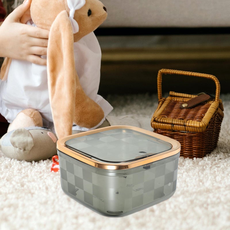 Gray Mini Desk Garbage Bin With Press Lid Small Wastebasket For Office Bedroom - Image 4