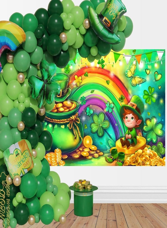 موكسيكا لافتة عيد القديس باتريك السعيد من موكسيكا، عملات ذهبية بألوان قوس قزح، خلفية تصوير على شكل نفل أخضر، زينة حفلات عيد القديس باتريك، خلفية تصوير للمنزل (أخضر، 70.8 × 43.3 بوصة) - Image 4