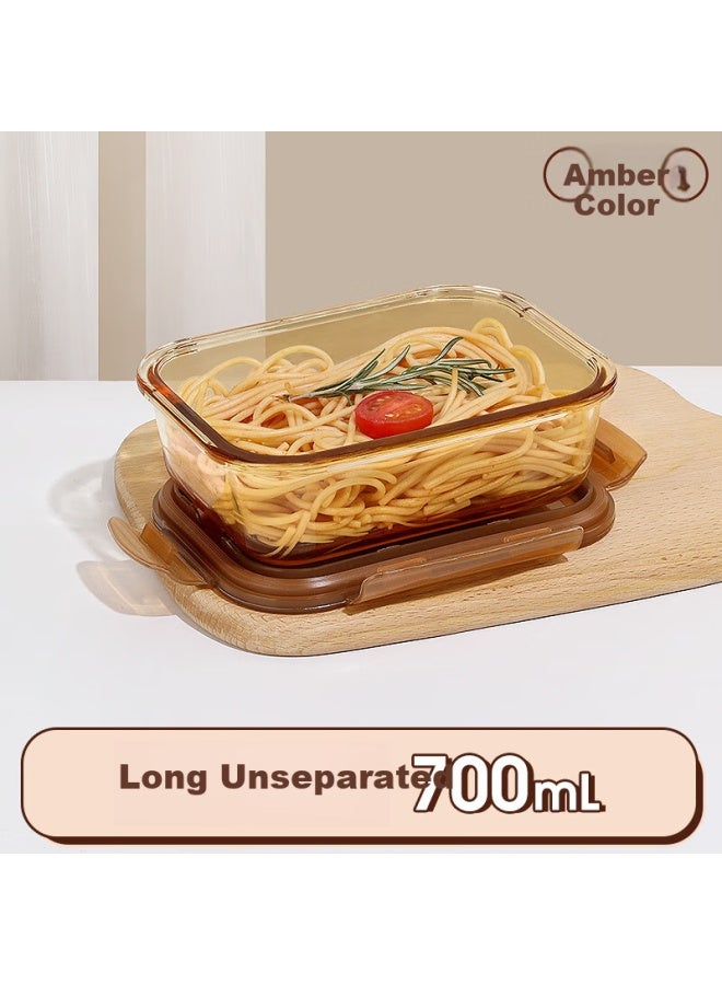 Cilock Microwave Heating Special Bowl For Lunch Box Glass Fresh-keeping Box Amber Medium Long 700ml - Image 1