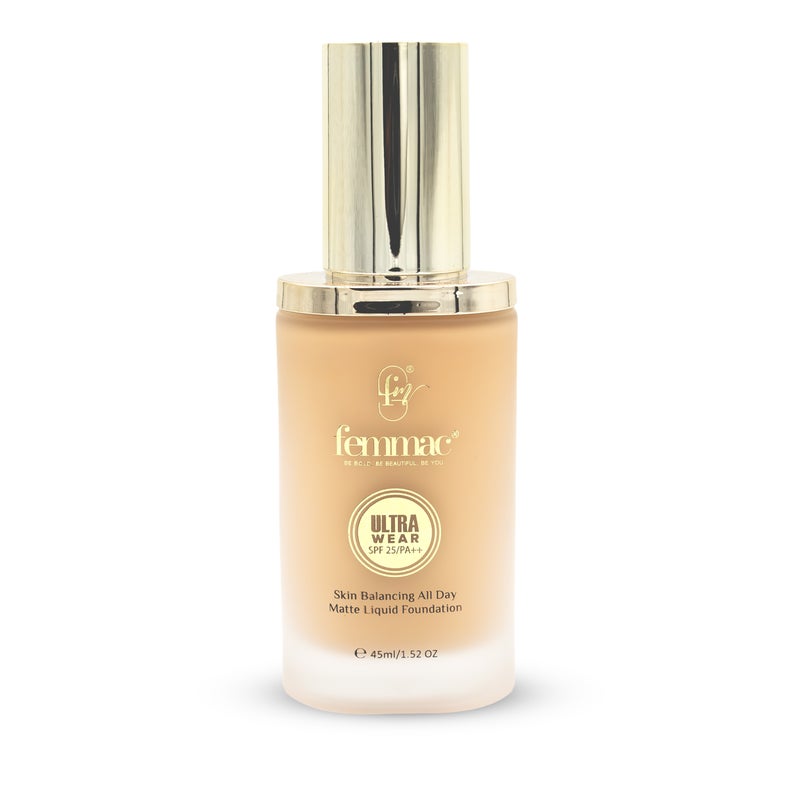 FEMMAC Ultra Wear Matte Liquid Foundation – Long Lasting Full Coverage, Oil Control, Smooth Finish, Hydrating Formula with UV Filters & Jojoba Oil - Image 4