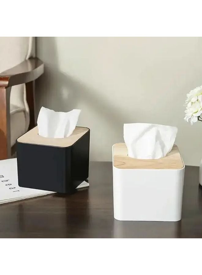 White Modern Square Tissue Box Dispenser And Storage Container - Image 2