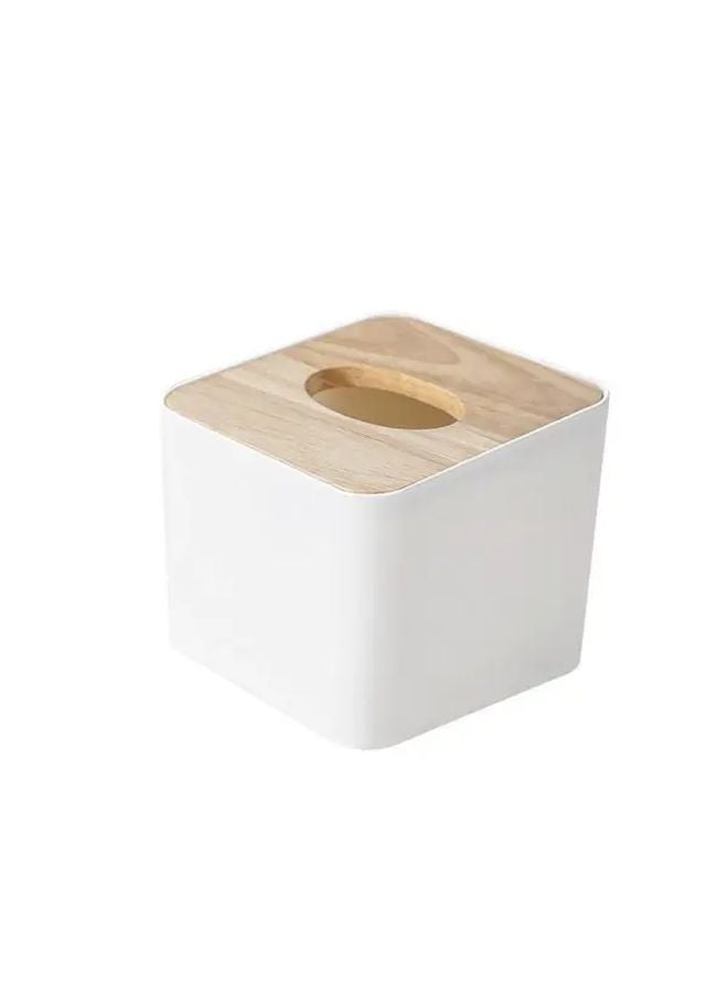 White Modern Square Tissue Box Dispenser And Storage Container - Image 1