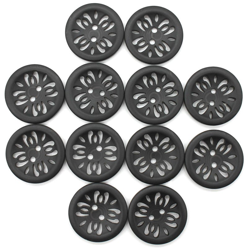 Raydodo Raydodo 12 Pcs 25mm Matt Black Buttons 1 Inch for Sewing Buttons Large 2Holes Flatback Vintage Craft Buttons for Crafts and DIY Handmade Repair Clothing Black 