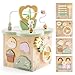 ROBUD Wooden Activity Cube Educational Wooden Toys with 7 Functional Areas Montessori Toys for 1 Year Old Boys Girls Flower Bush Theme - Image 3