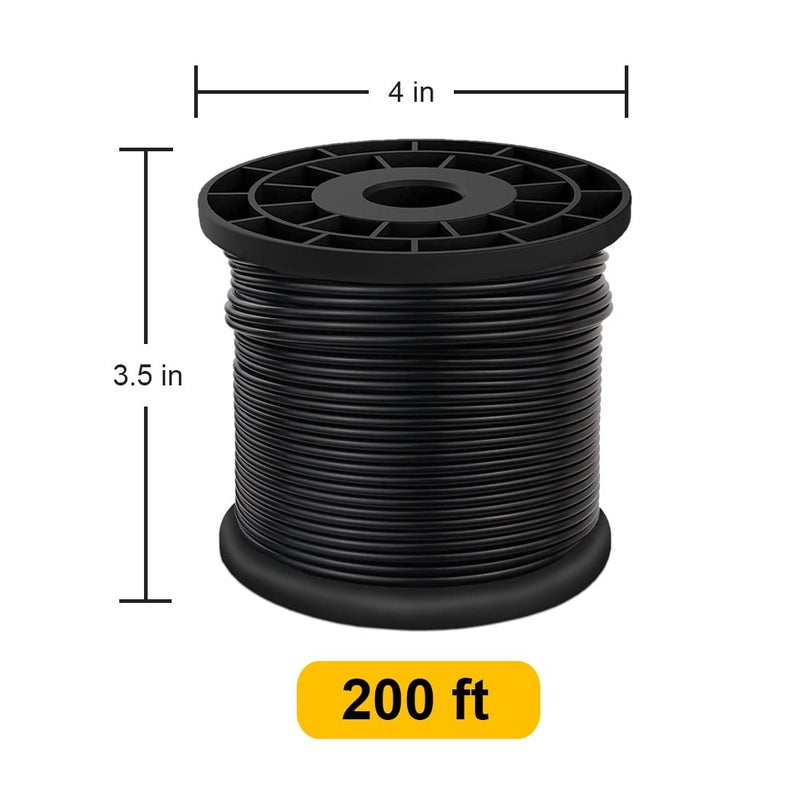 Flngr Vinyl Coated Wire Rope 304 Stainless Steel Coated Wire Cable-Black, 1/16" OD to 3/32" x 200FT, with 60 Pcs Crimping Sleeves-Cable for String Lights, Suitable for Clotheslines - Image 3