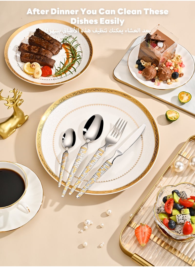 Sunhome SUNHOME 24-Piece Stainless Steel Cutlery Set Kitchen Utensil Set Western Tableware Suitable For Home Kitchen Restaurant Hotel Party Dining Picnic Dining Exquisite Packaging Gift  - Image 5