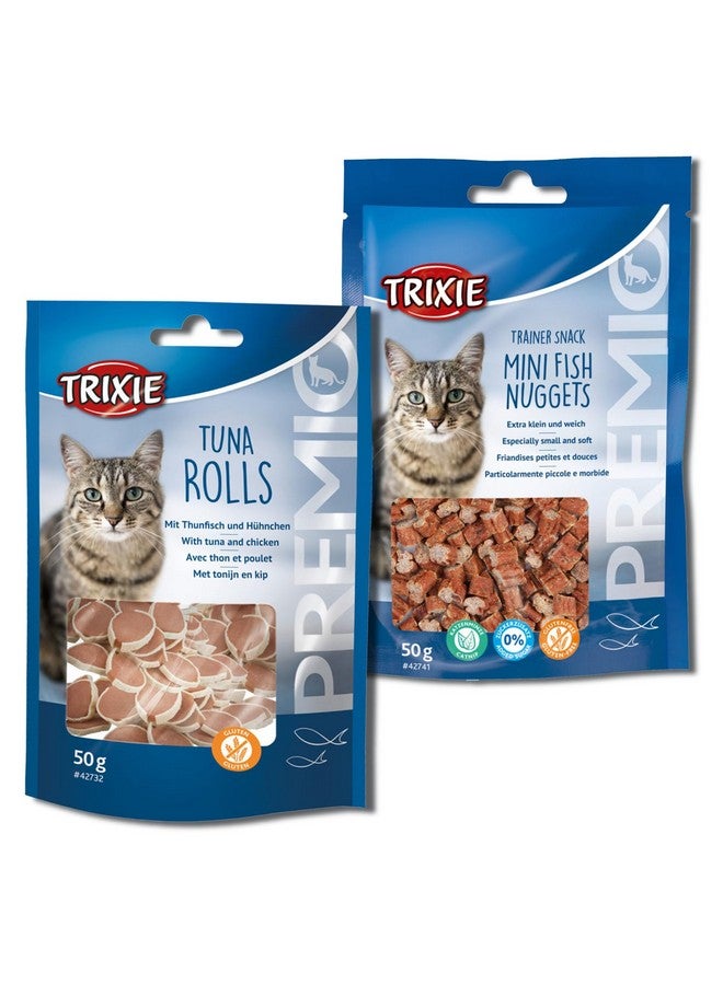 تريكسي مجموعة مكافآت القطط من قطع فيليه البط من بريميو وقطع السمك الصغيرة من بريميو ترينر، مكافآت غنية بالعناصر الغذائية للقطط، مناسبة لجميع السلالات - (عبوة من قطعتين) - Image 1