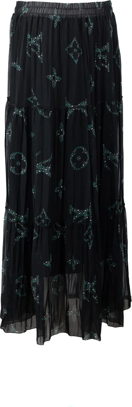 اوبلاند Women's Lined Chiffon Skirt with Garden Pattern Elastic Waist and Comfortable Cut Piece