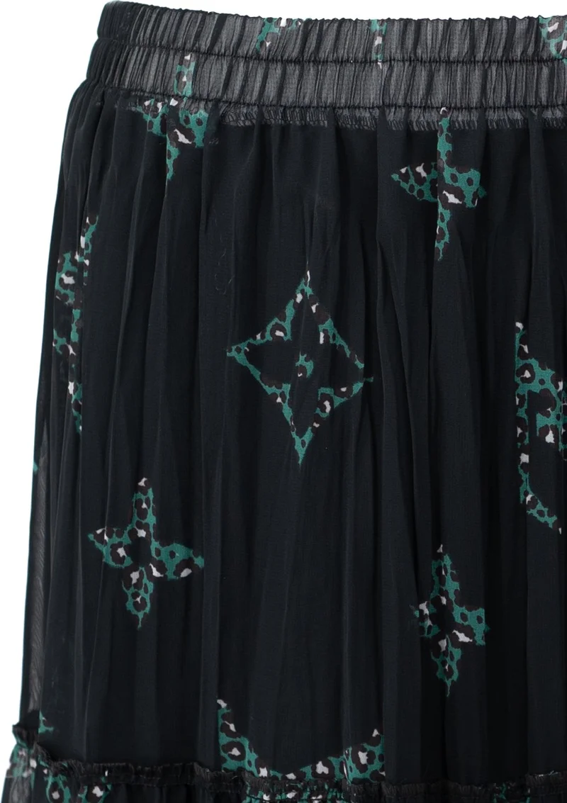 اوبلاند Women's Lined Chiffon Skirt with Garden Pattern Elastic Waist and Comfortable Cut Piece