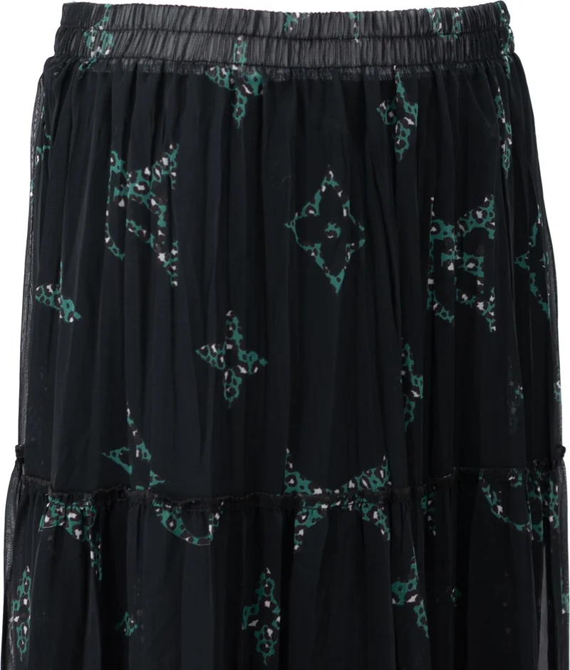 اوبلاند Women's Lined Chiffon Skirt with Garden Pattern Elastic Waist and Comfortable Cut Piece