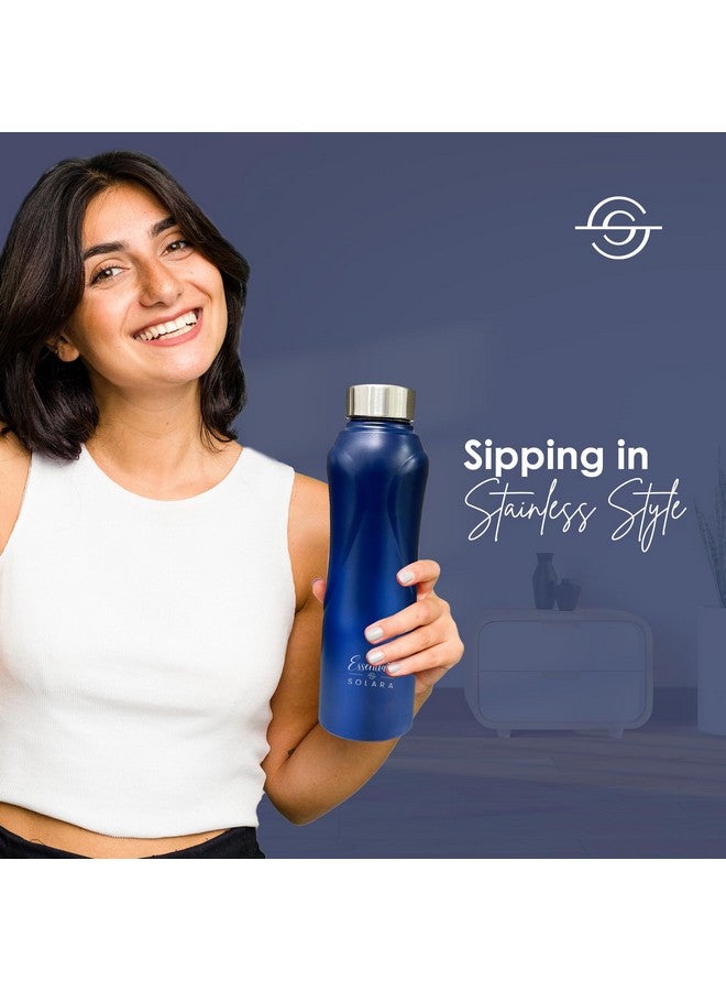 SOLARA Stainless Steel Water Bottle 1 Litre (Pack of 1), Dark Blue, Leak Proof, Single walled, Home & Kitchen Bottle, Gym Bottle, Treking Bottle, Travel Bottle - Image 4