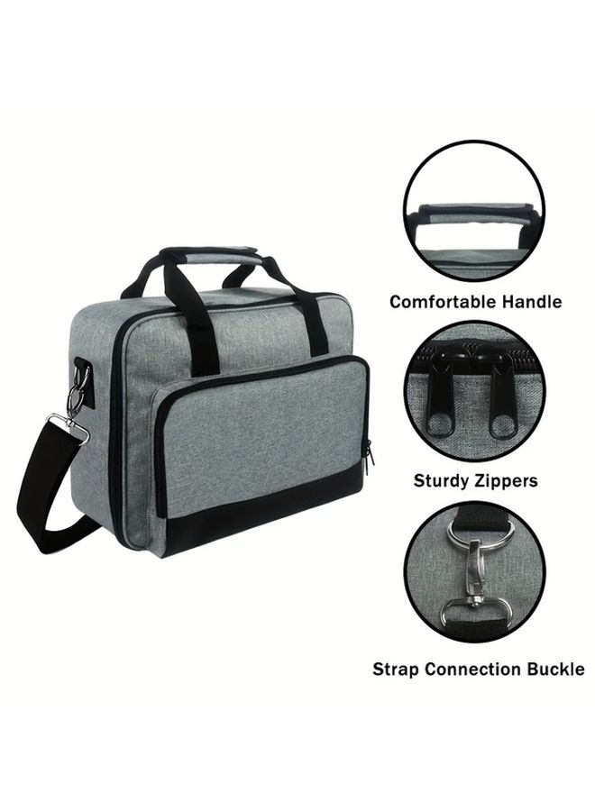 Grey Durable Polyester Projector Carry Bag with Comfortable Handle and Adjustable Strap - Image 1