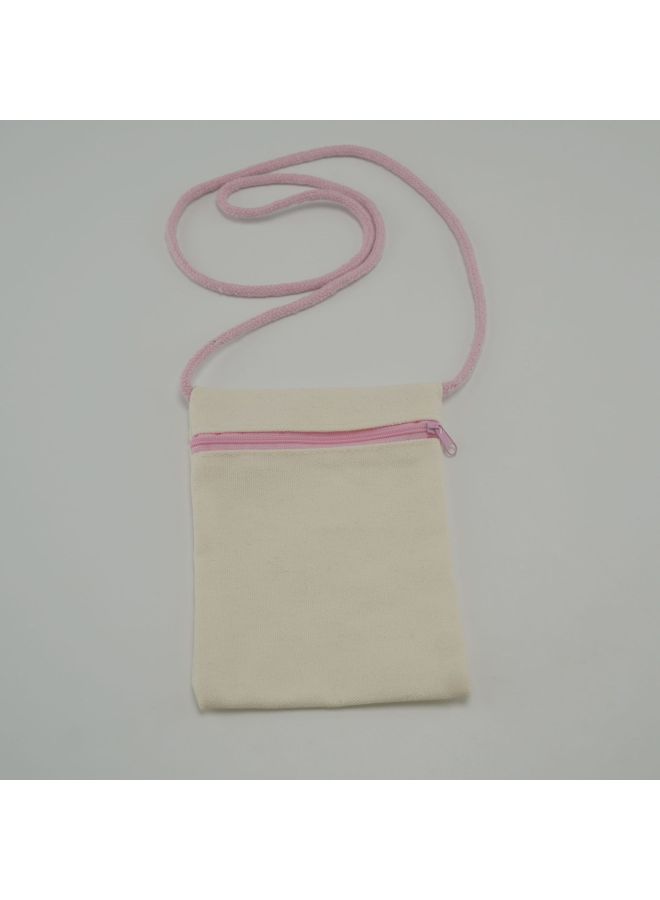 Cross Border Children DIY Painting Beige Canvas Bag Shoulder Bag Satchel Small Backpack Birthday Party Chest Bag-Color:12*21cm Beige Canvas Black Zipper - Image 3