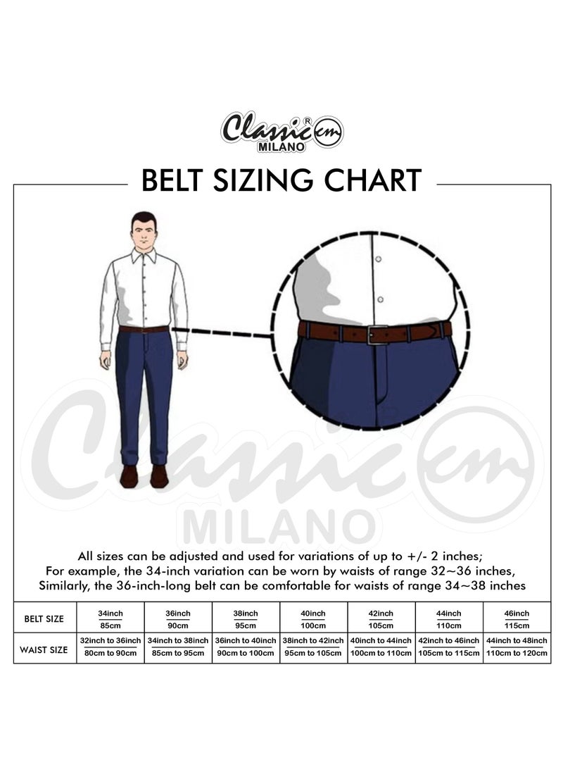 Classic Milano Classic Milano Genuine Leather Belt for Men - Semi-Casual & Party Wear Belt for Jeans, Casual Outfits, and Gifts  - Image 5
