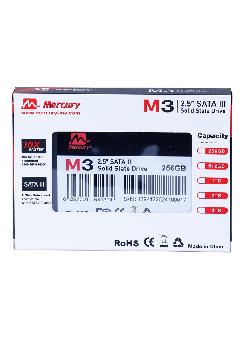 Mercury Mercury SSD M3-Series, 256GB, 2.5-inch SATA III, 550MB/s Read Speed, 520MB/s Write Speed (M3-256)  - Image 2