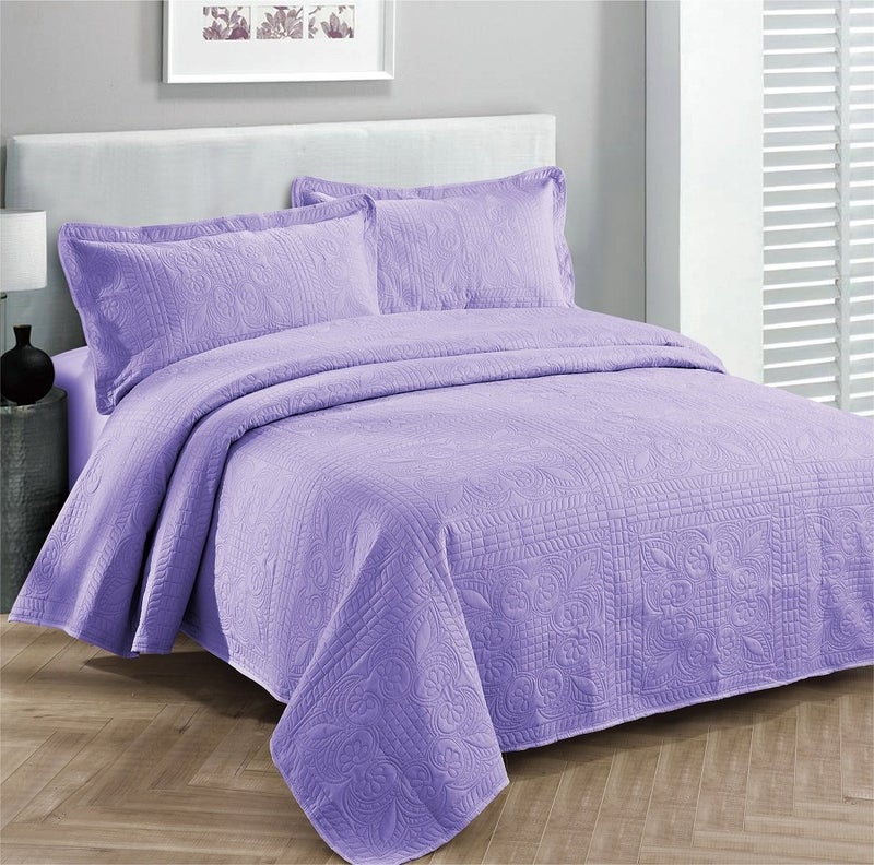 Fancy Linen Fancy Collection Luxury Bedspread Coverlet Embossed Bed Cover Solid Lavender New Over Size 118"x106" King/California King - Image 1