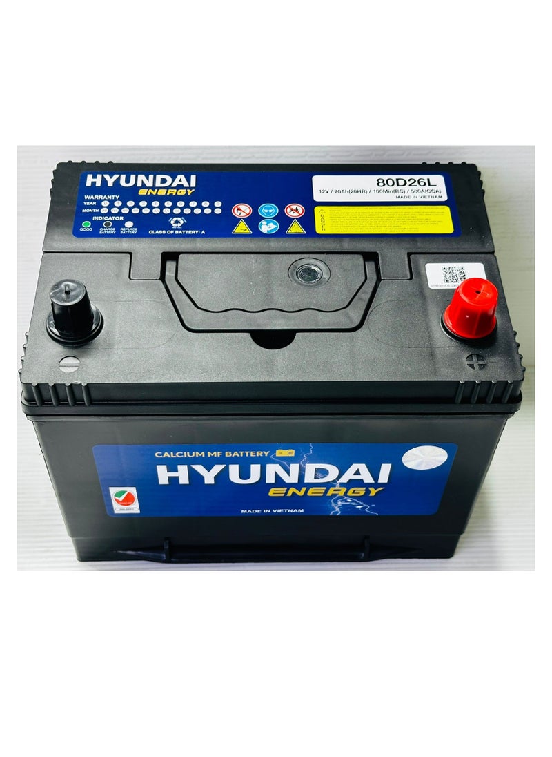 HYUNDAI - Car Battery 12V 70Ah 80D26L-MF - Image 1