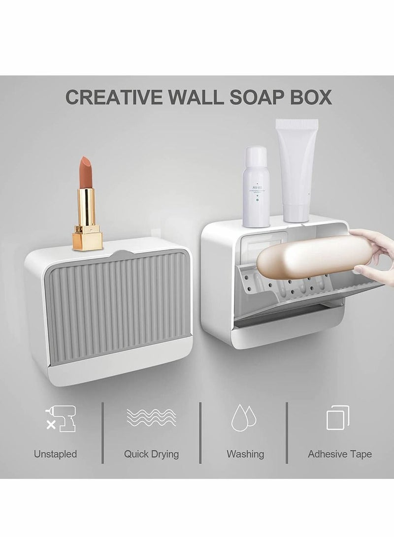 Soap Dish with Drainage Box  Premium Eco-Friendly Plastic Holder Saver for Shower Easy Cleaning Dry Extend Life No Drilling... - Image 4