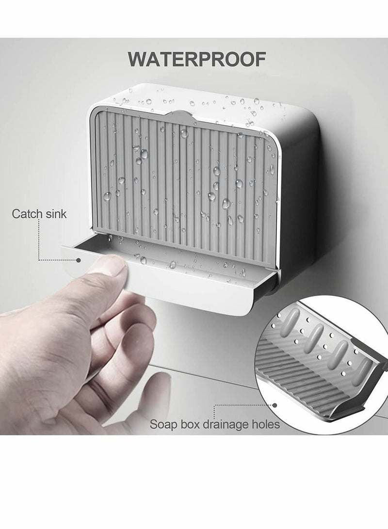 Soap Dish with Drainage Box  Premium Eco-Friendly Plastic Holder Saver for Shower Easy Cleaning Dry Extend Life No Drilling... - Image 2