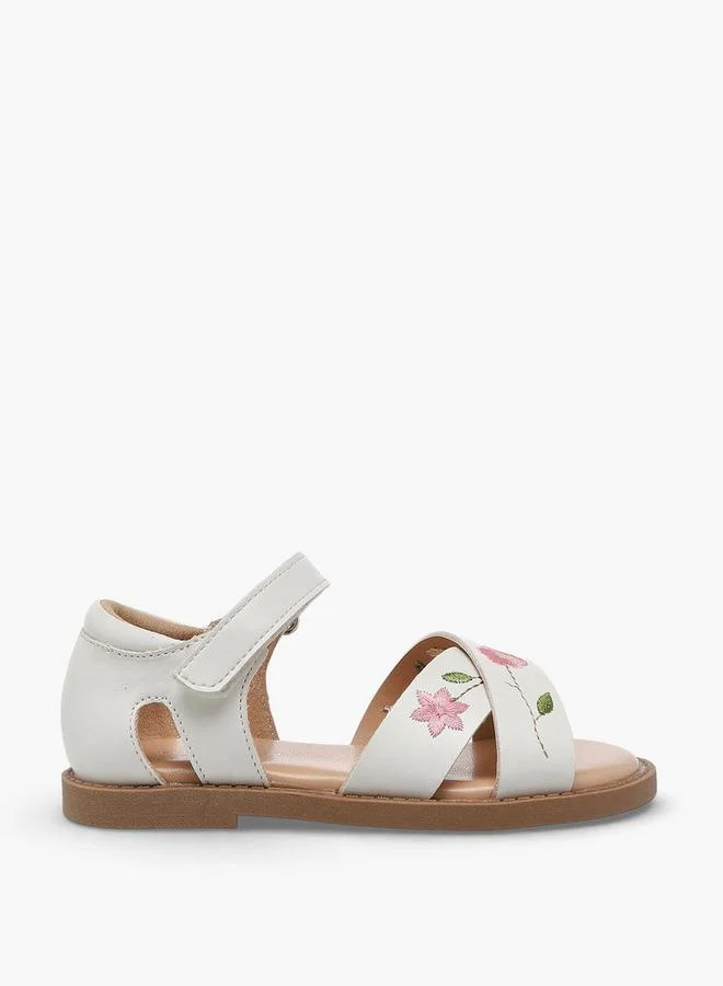 Flora Bella By Shoexpress Girls Floral Embroidered Cross Strap Sandals