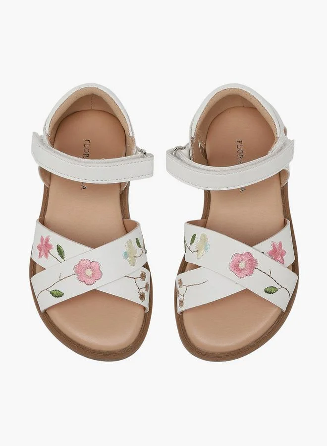 Flora Bella By Shoexpress Girls Floral Embroidered Cross Strap Sandals