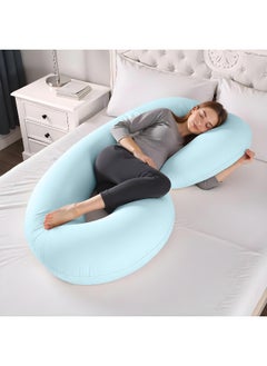 Rest Pregnancy Pillow 80 X 130 Cm Extra Smooth Blue Maternity Full Body Pillow For Pregnant Women For Back , Hip , Neck And Knee Support  - Image 1