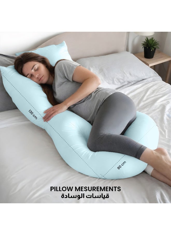 Rest - Pregnancy Pillow 80 X 130 Cm Extra Smooth Blue Maternity Full Body Pillow For Pregnant Women For Back , Hip , Neck And Knee Support - Image 1