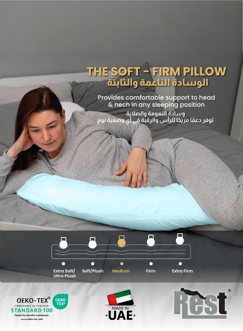 REST Pregnancy Pillow  80 X 130 cm Extra Smooth  Blue Maternity Full Body Pillow For Pregnant Women for Back , Hip , Neck and Knee Support - Image 3