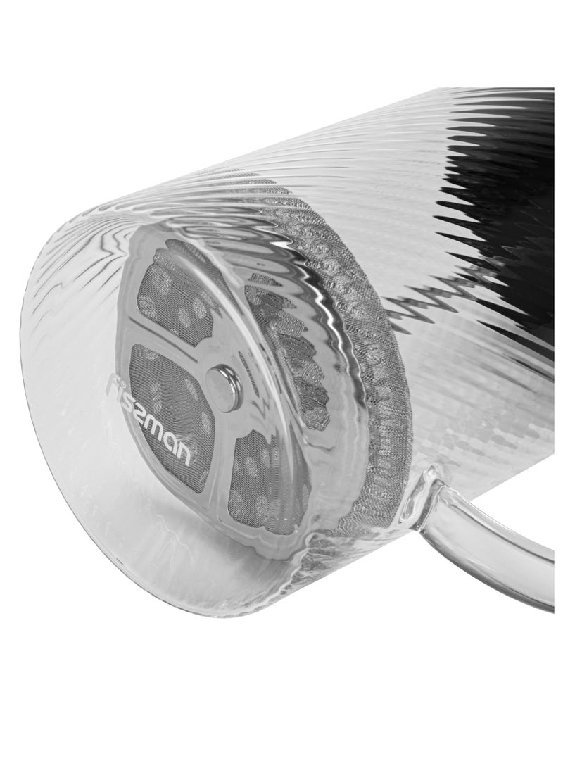 Fissman صانعة القهوة والشاي بضغط فرنسي 600 مل، زجاج بوروسيليكات سميك مقاوم للحرارة، مكبس قهوة وشاي من الفولاذ المقاوم للصدأ، قهوة باردة وساخنة، تصميم زجاجي مزخرف - Image 4