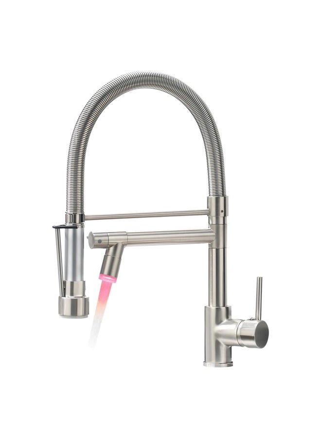 Fapully Kitchen Faucets with Pull Down Sprayer,Commercial Single Handle Kitchen Sink Faucet with LED Light,Brushed Nickel - Image 1