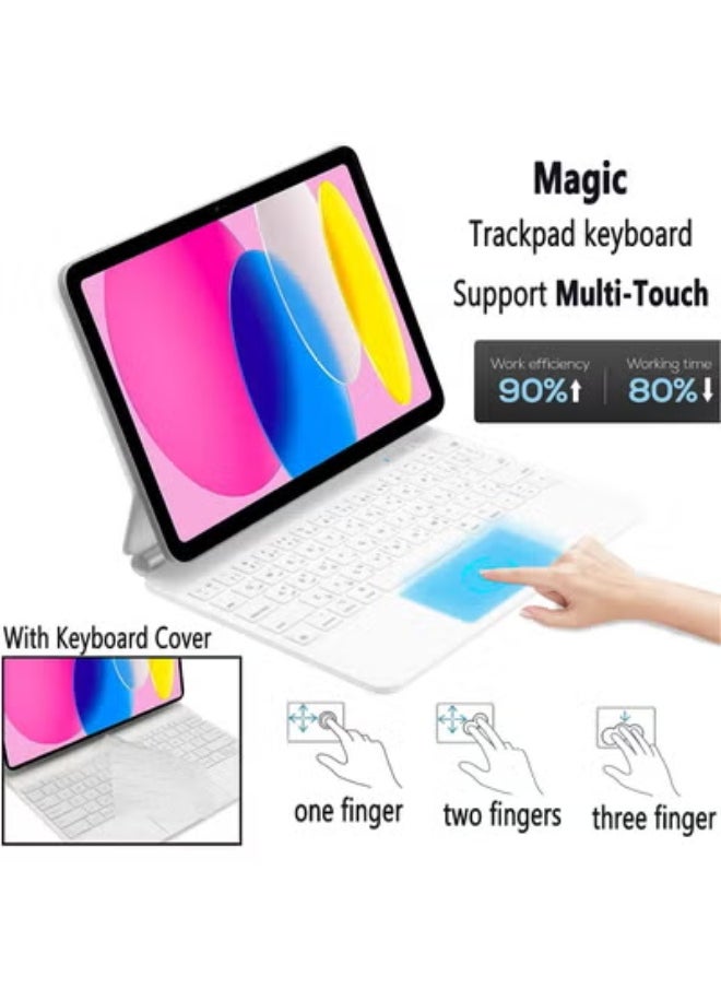 AROAQ Arabic Magic Keyboard for Apple iPad 10th Gen 10.9 inch 2022 with Magnetic Back Cover, Smart Trackpad Backlit Keyboard Case for iPad 10th Generation Accessories  - Image 4