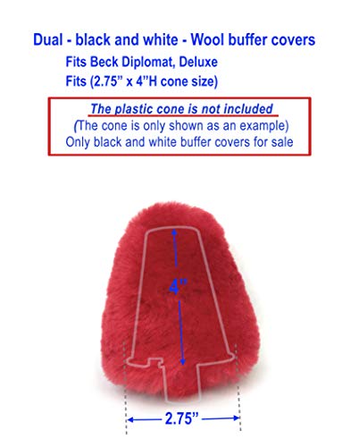 TruePower Large Dual 100% Lamb Wool Buffer Covers Fit 2.75”Dia x 4”High - Beck Diplomat, Deluxe Shoe Polishers - Image 2