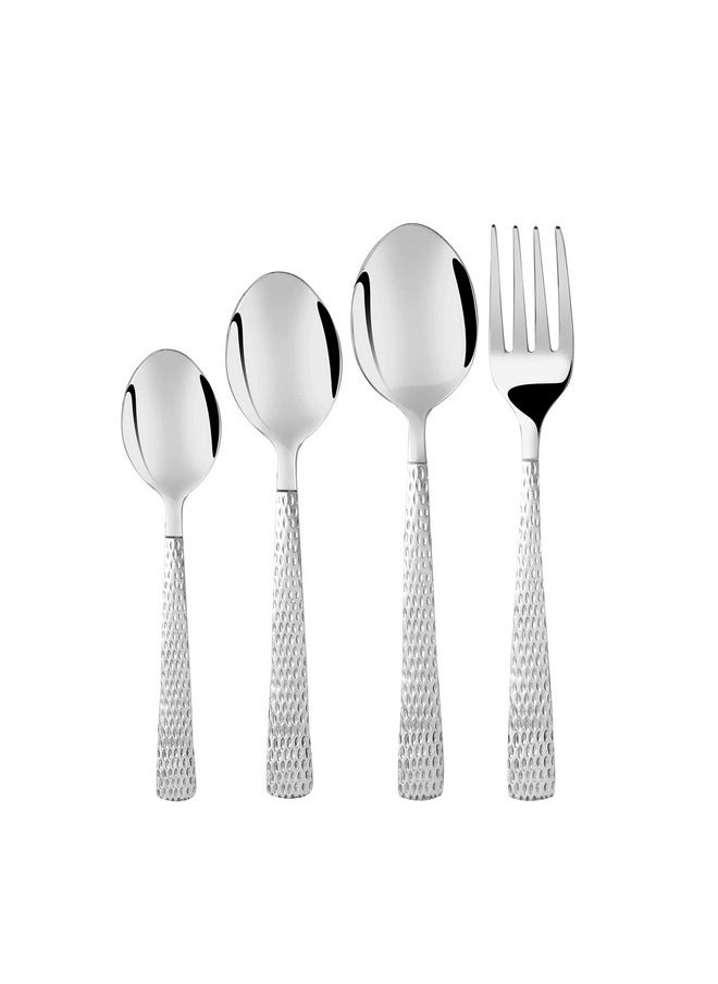 FNS FnS Madrid Cutlery Set Hammer Finish on Handle with Leatherette Packaging (6 Dinner Spoon, 6 Dinner Fork, 6 Teaspoon, 6 Baby Spoons)  - Image 3
