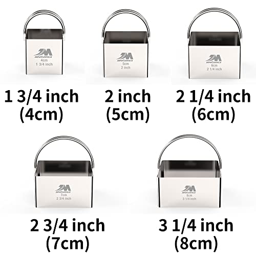 M JINGMEI Square Biscuit Cutter Set 1.75inch 2inch 2.25inch 2.75inch 3.25inch, Stainless Steel Cookies Cutter with Handle, Professional Baking Dough Tools,5pcs set - Image 2