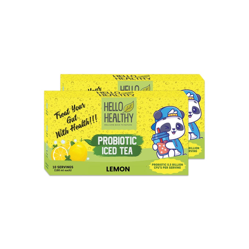 Hello Healthy Probiotic Lemon Iced Tea | Pack Of 20 Sachet (15g Each) | Summer Drink | Powder Instant Ice Tea | Ready to Drink | Refreshing iced tea | No Artificial Ingredients - Image 1
