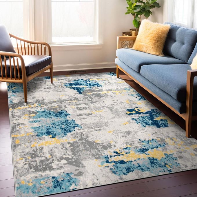 SKY COLLECTION TRANSITIONAL ABSTRACT AREA RUG 710 X 10 CREAM
