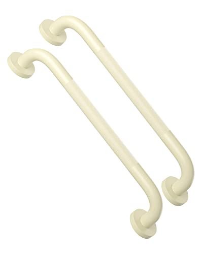 ZUEXT 16 Inch Anti Slip Shower Grab Bar Handle Beige White ZUEXT Stainless Steel Bathroom Grab Bar Knurled Bathroom Balance Bar Safety Hand Rail SupportHandicap Elderly Injury Senior Assist Bath Handle - Image 1