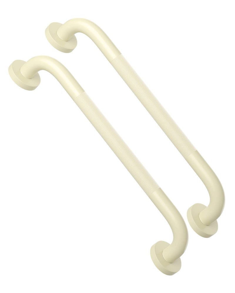ZUEXT 16 Inch Anti Slip Shower Grab Bar Handle Beige White ZUEXT Stainless Steel Bathroom Grab Bar Knurled Bathroom Balance Bar Safety Hand Rail SupportHandicap Elderly Injury Senior Assist Bath Handle - Image 2